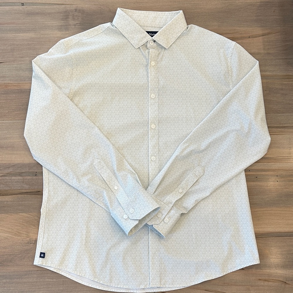 Mizzen+Main Subtle Pattern Cream Button-Down Shirt - image 1